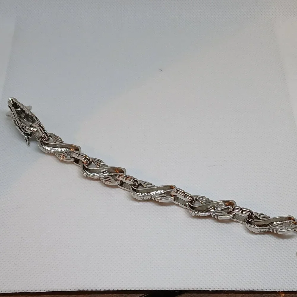 NWOT Silver Tone Metal Fashion Dragon Bracelet Jewelry Men Bling Hip Hop #33